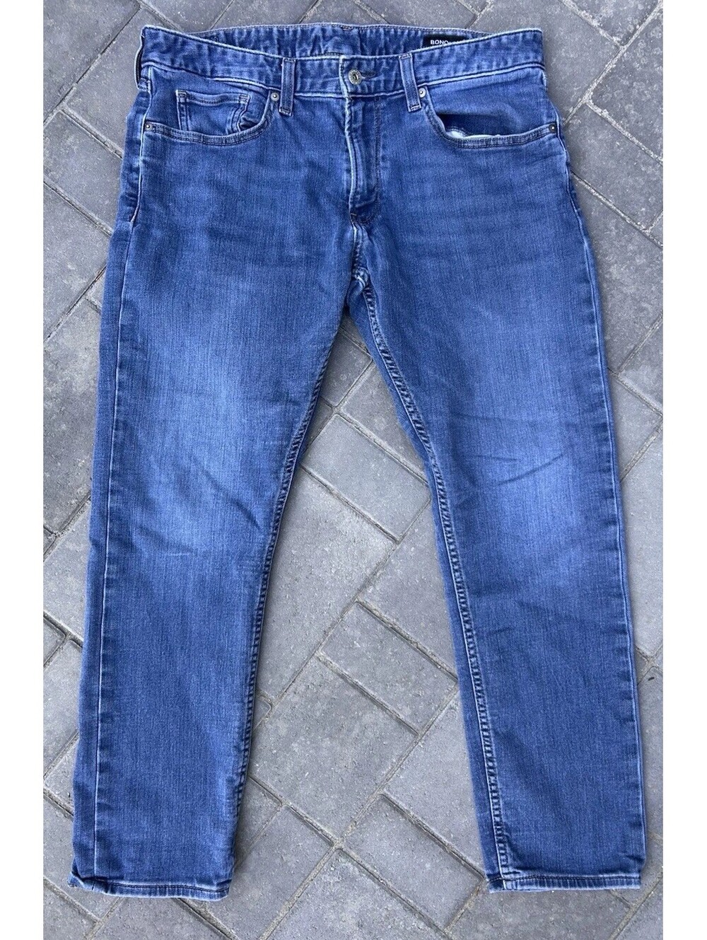Bonobos Blue Denim Jeans Men's 36W X 30L Slim Straight Leg Measure 34W x 28L